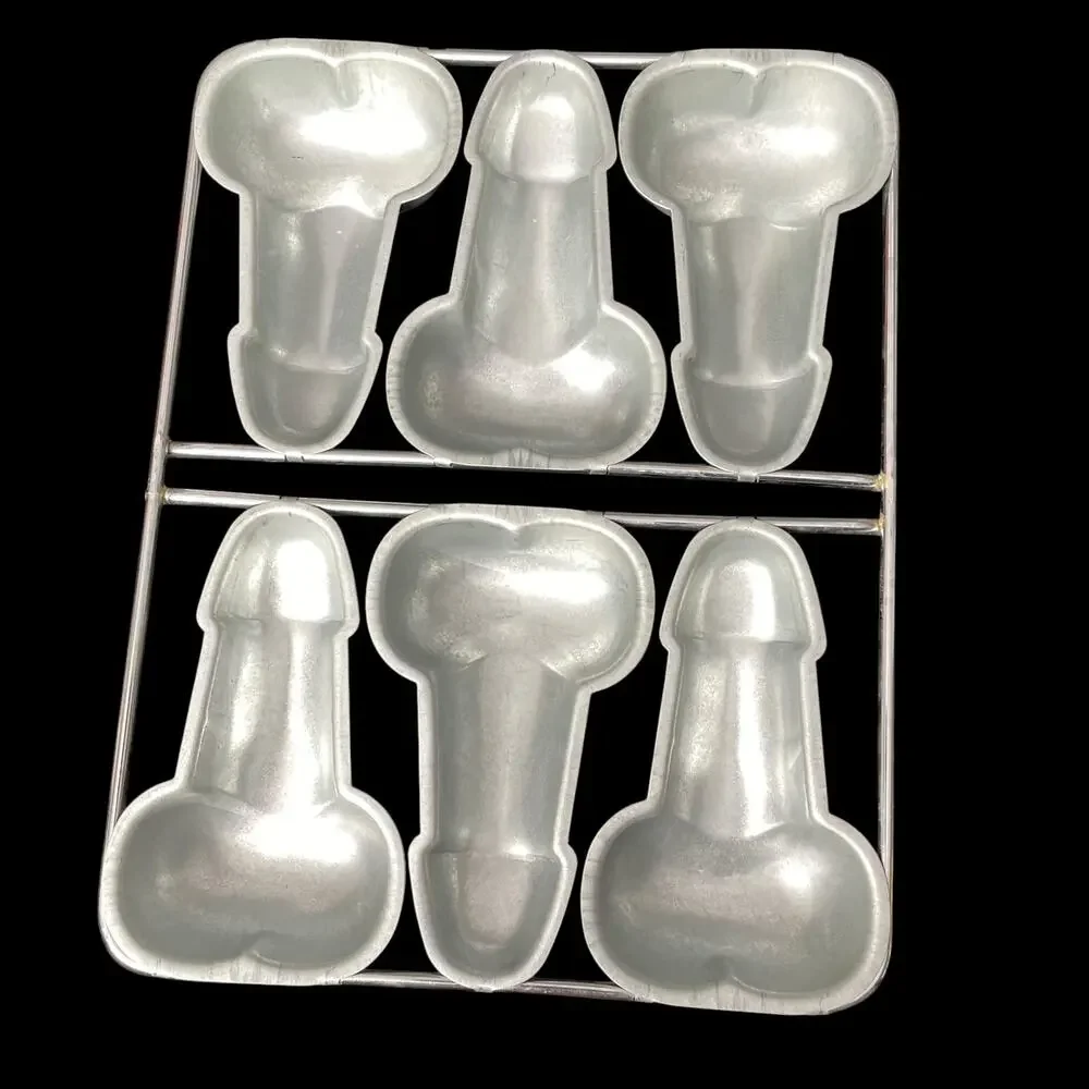 Bachelorette Novelty Muffin Cake Pan Phallic Shaped Makes 6 Sorority Party Bake